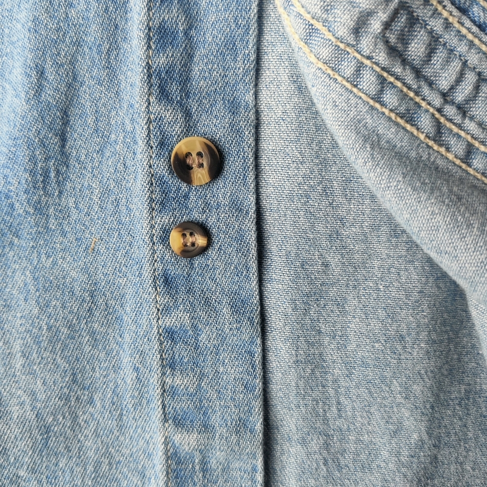 VTG Big Sur International Marathon Mens L Denim Shirt Button Down Embroidered - Picture 8 of 13